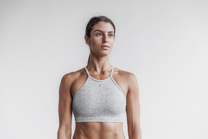 Green Nobull Halter Sports Bra (PLUSH Heather) Women's Sports Bra | CA B2236E